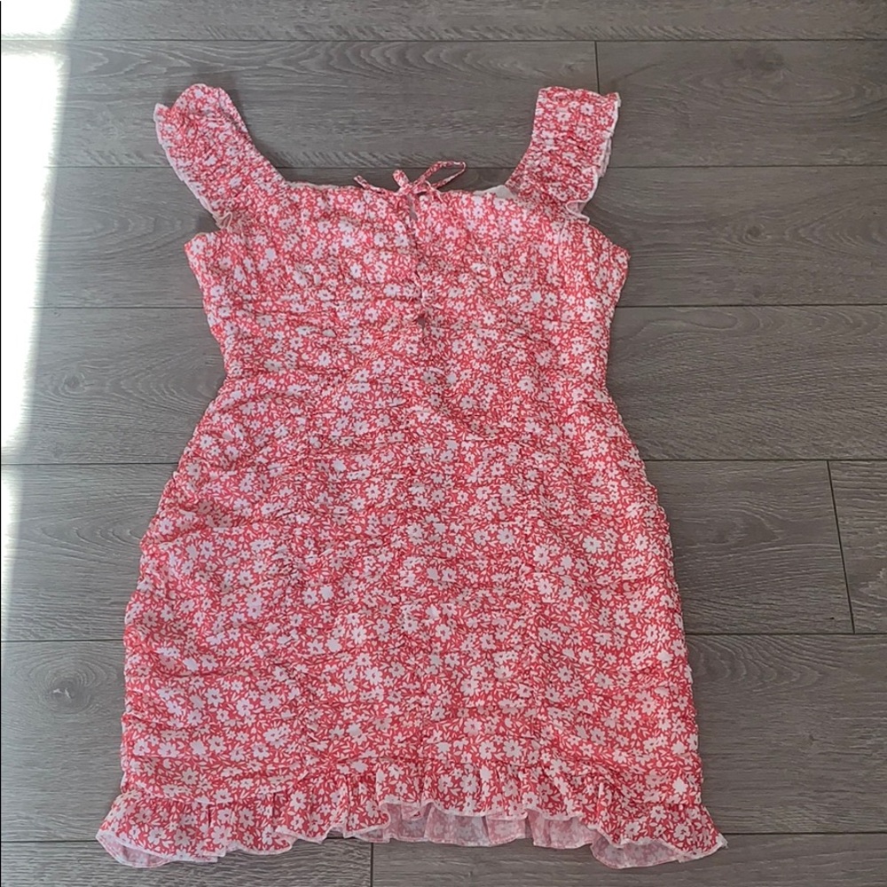 Pink dress with white flowers